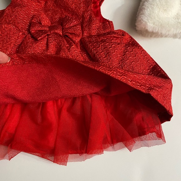 Cat & Jack Infant Girls Red Sparkle Bow Christmas Party Dress jacket - Picture 11 of 16